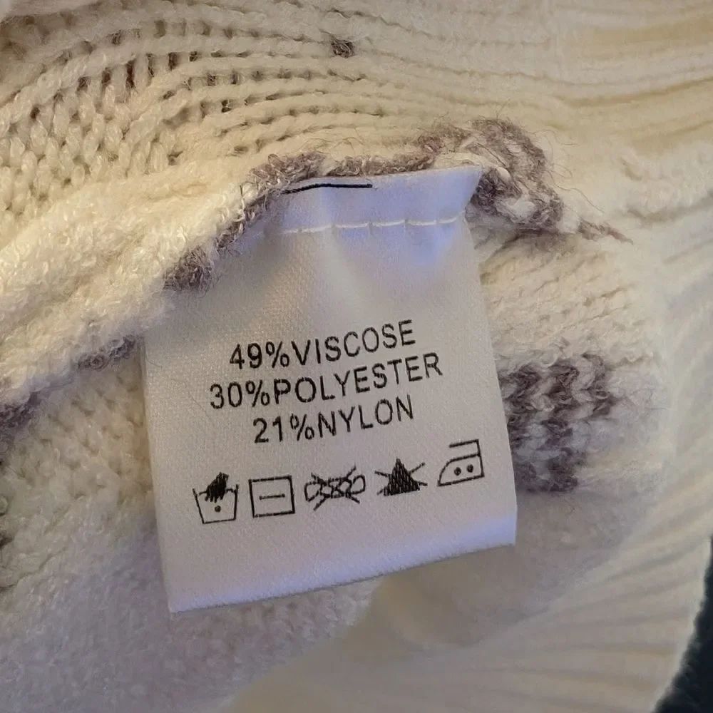 Joie cream white and gray brown turtleneck sweater NWT - Picture 4 of 5